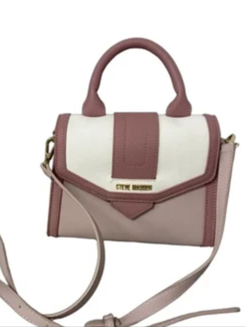 Steve Madden Pink and Cream Structured Satchel Purse Womans